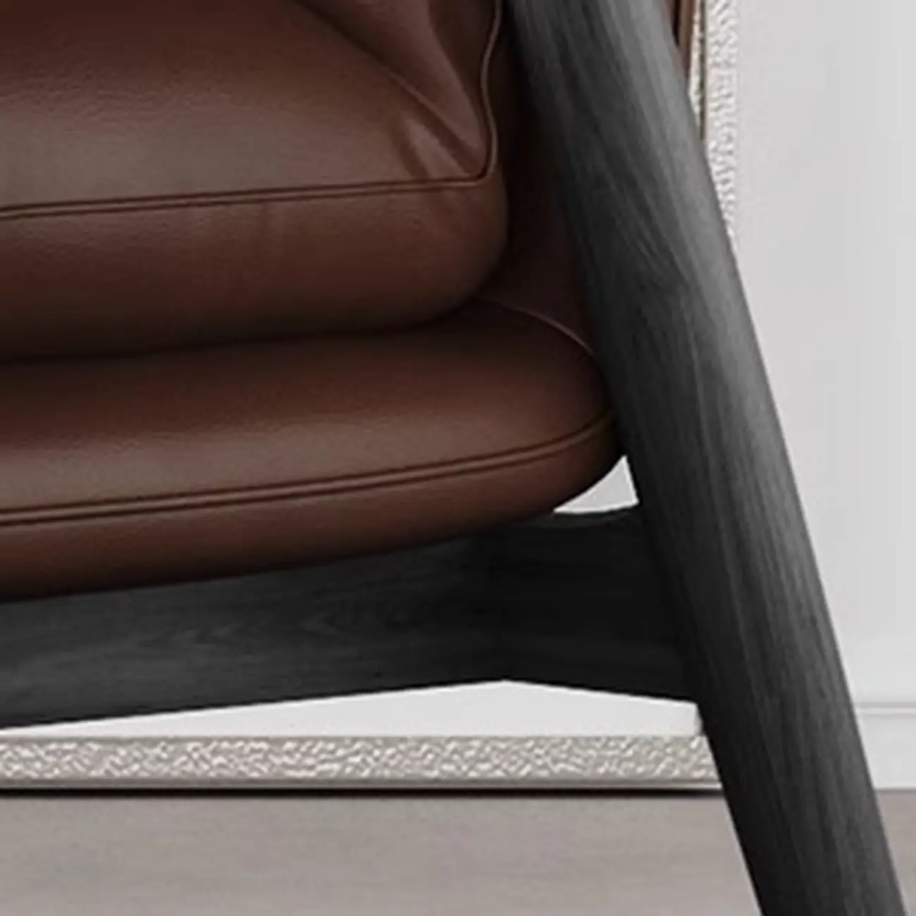 Brown Genuine Leather Living Room Upholstered Arm Chair Image - 9 | homeyfad