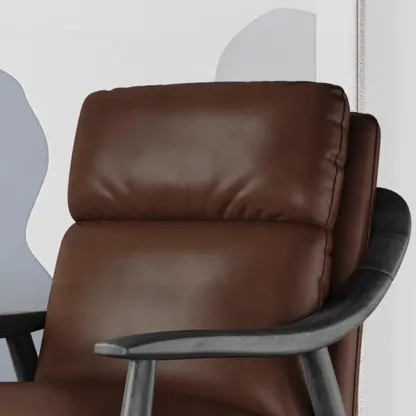 Brown Genuine Leather Living Room Upholstered Arm Chair Image - 10