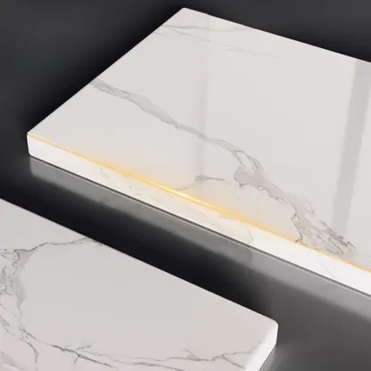 Modern Metal Buffet with Stone Countertop Narrow Design Image - 4