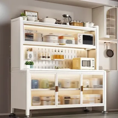 Modern Metal Buffet with Stone Countertop Narrow Design Image - 13