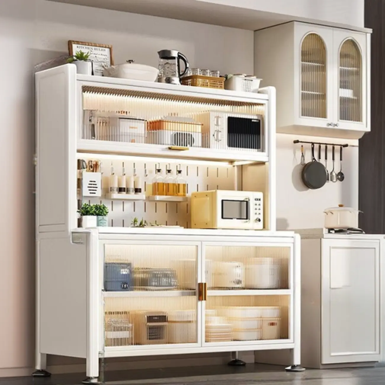 Modern Metal Buffet with Stone Countertop Narrow Design Image - 16 | homeyfad