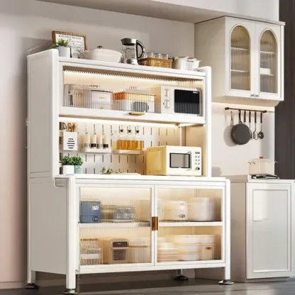 Modern Metal Buffet with Stone Countertop Narrow Design Image - 16