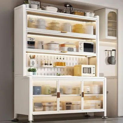 Modern Metal Buffet with Stone Countertop Narrow Design Image - 17