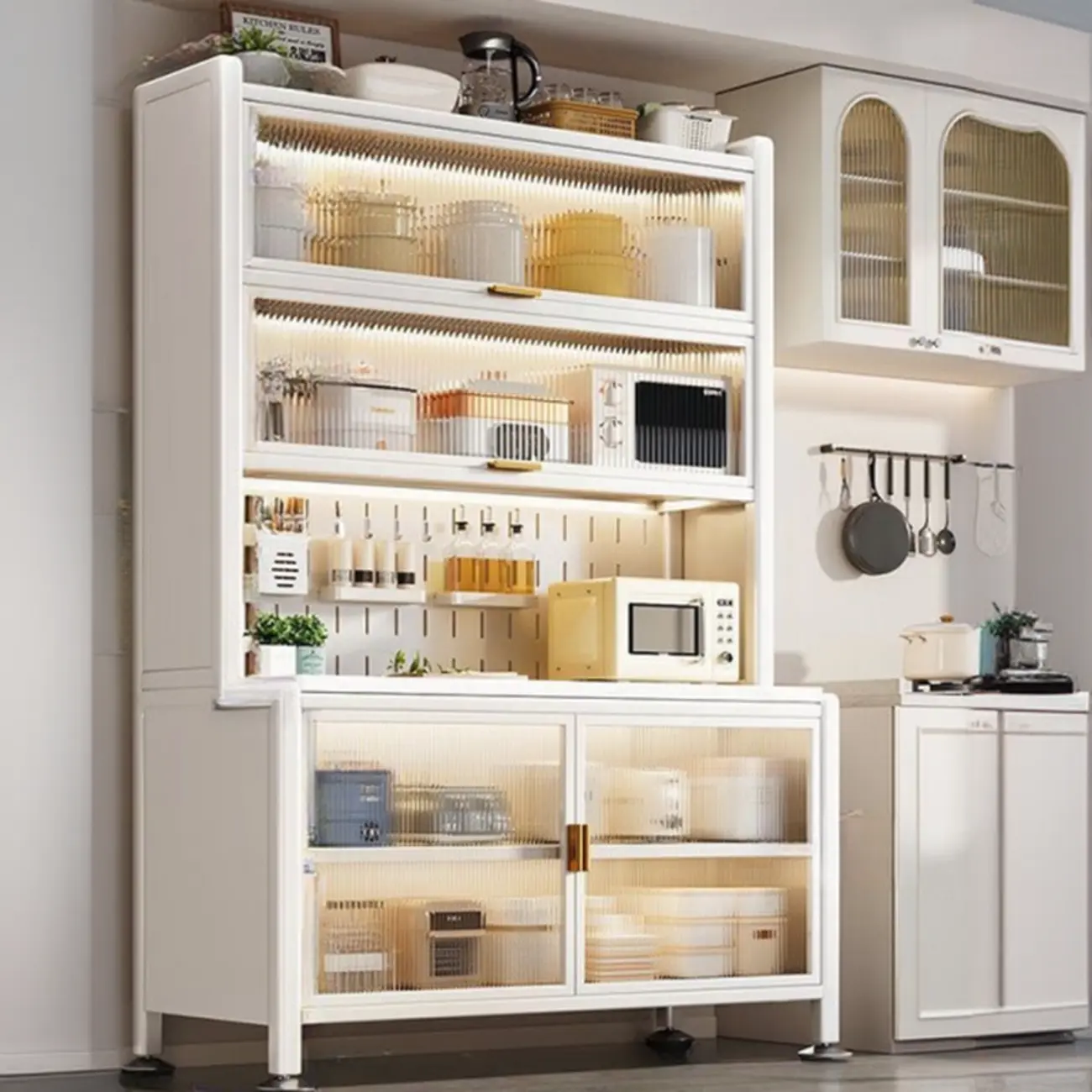 Modern Metal Buffet with Stone Countertop Narrow Design Image - 18 | homeyfad