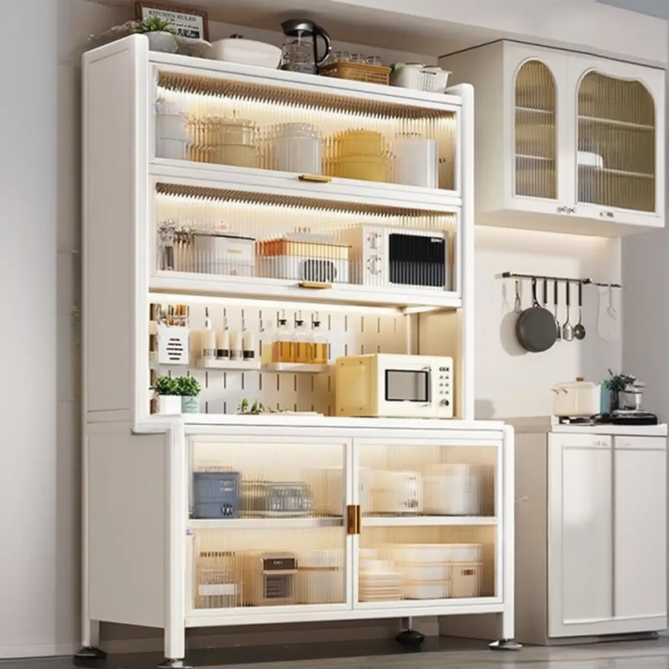 Modern Metal Buffet with Stone Countertop Narrow Design Image - 18