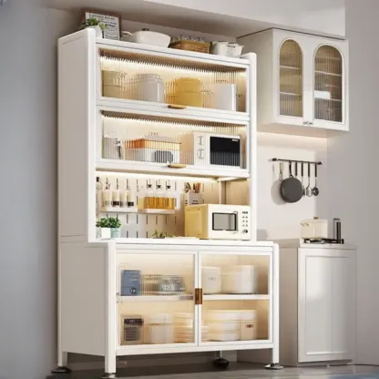 Modern Metal Buffet with Stone Countertop Narrow Design Image - 19