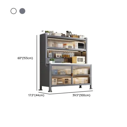 Modern Metal Buffet with Stone Countertop Narrow Design Image - 22