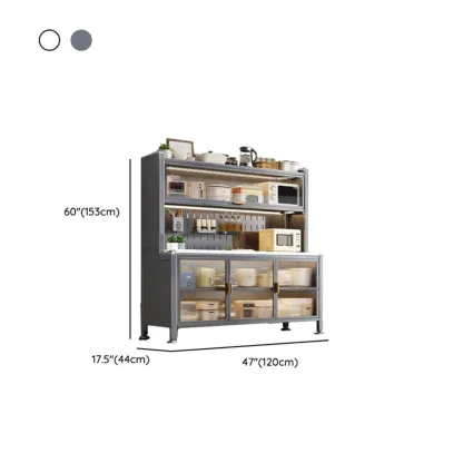 Modern Metal Buffet with Stone Countertop Narrow Design Image - 23