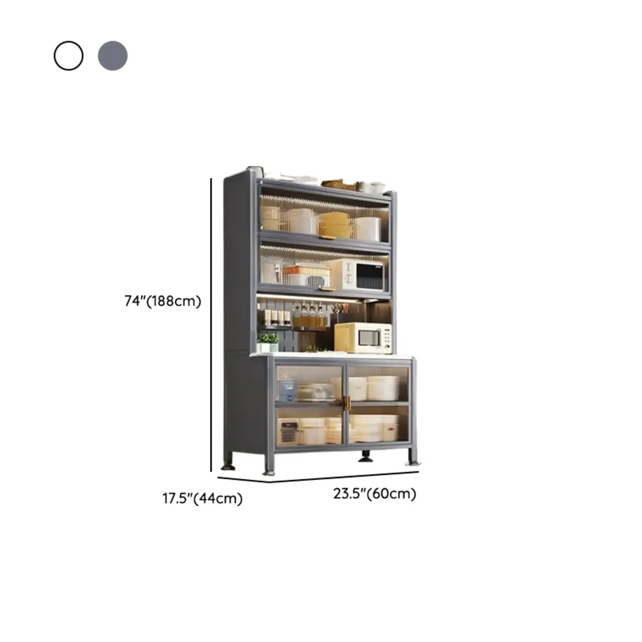 Modern Metal Buffet with Stone Countertop Narrow Design Image - 24