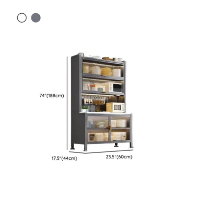 Modern Metal Buffet with Stone Countertop Narrow Design Image - 24