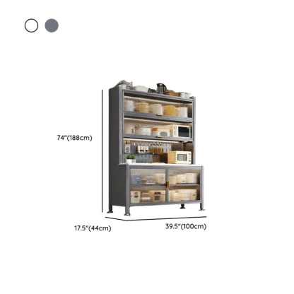 Modern Metal Buffet with Stone Countertop Narrow Design Image - 26