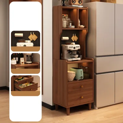 Modern Wood Narrow Sideboard with Drawers Shelves Image - 2