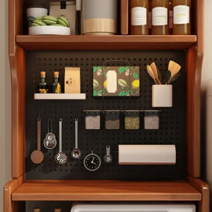 Modern Wood Narrow Sideboard with Drawers Shelves Image - 6