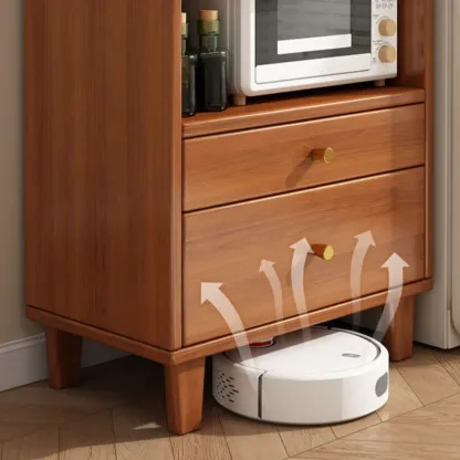 Modern Wood Narrow Sideboard with Drawers Shelves Image - 12