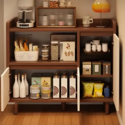 Modern Narrow Wood Sideboard for Stylish Storage Image - 4