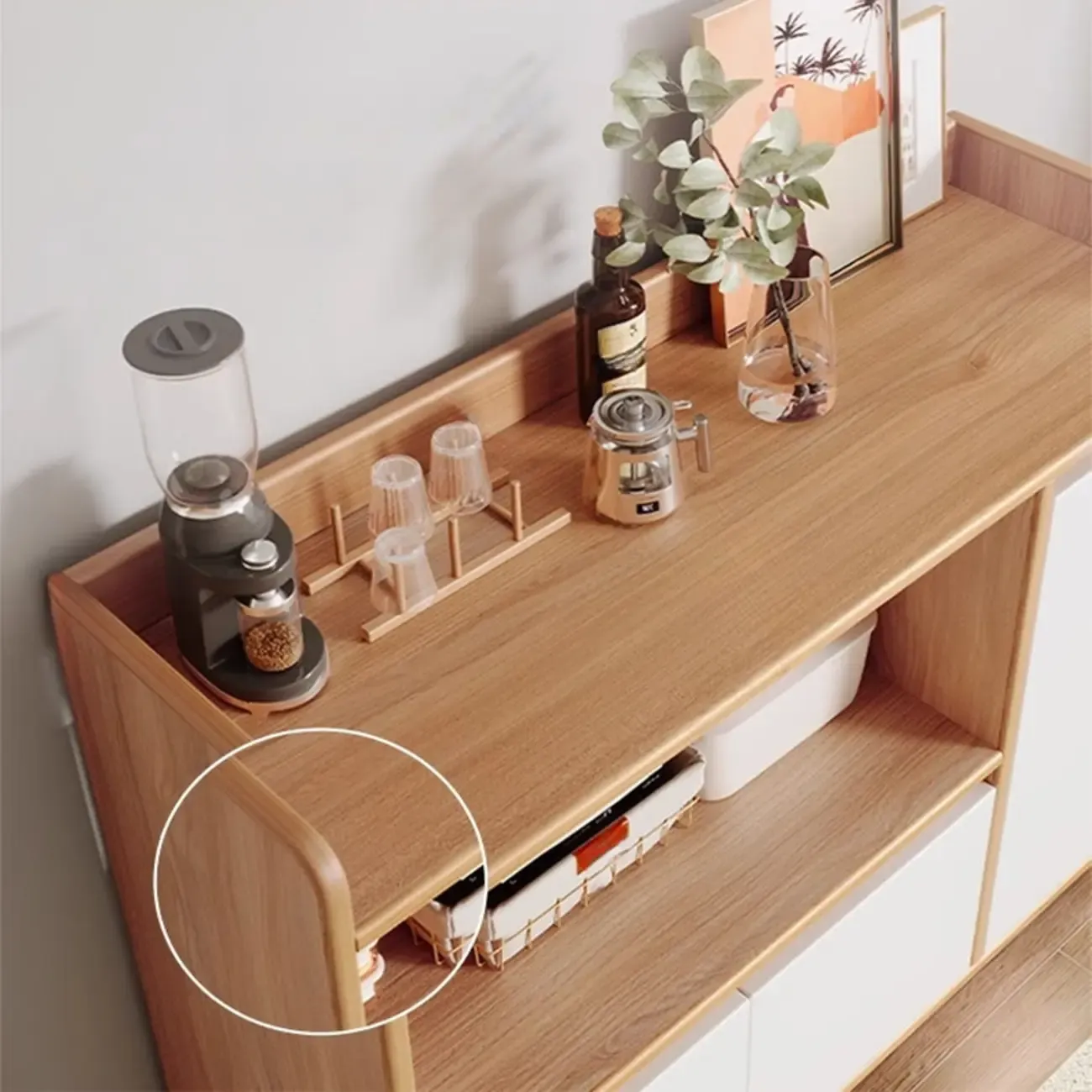 Modern Narrow Wood Sideboard for Stylish Storage Image - 8