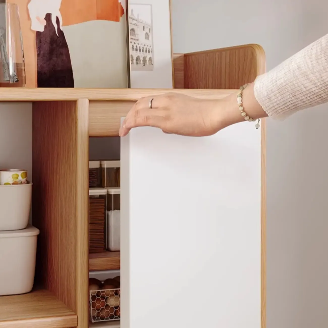 Modern Narrow Wood Sideboard for Stylish Storage Image - 11