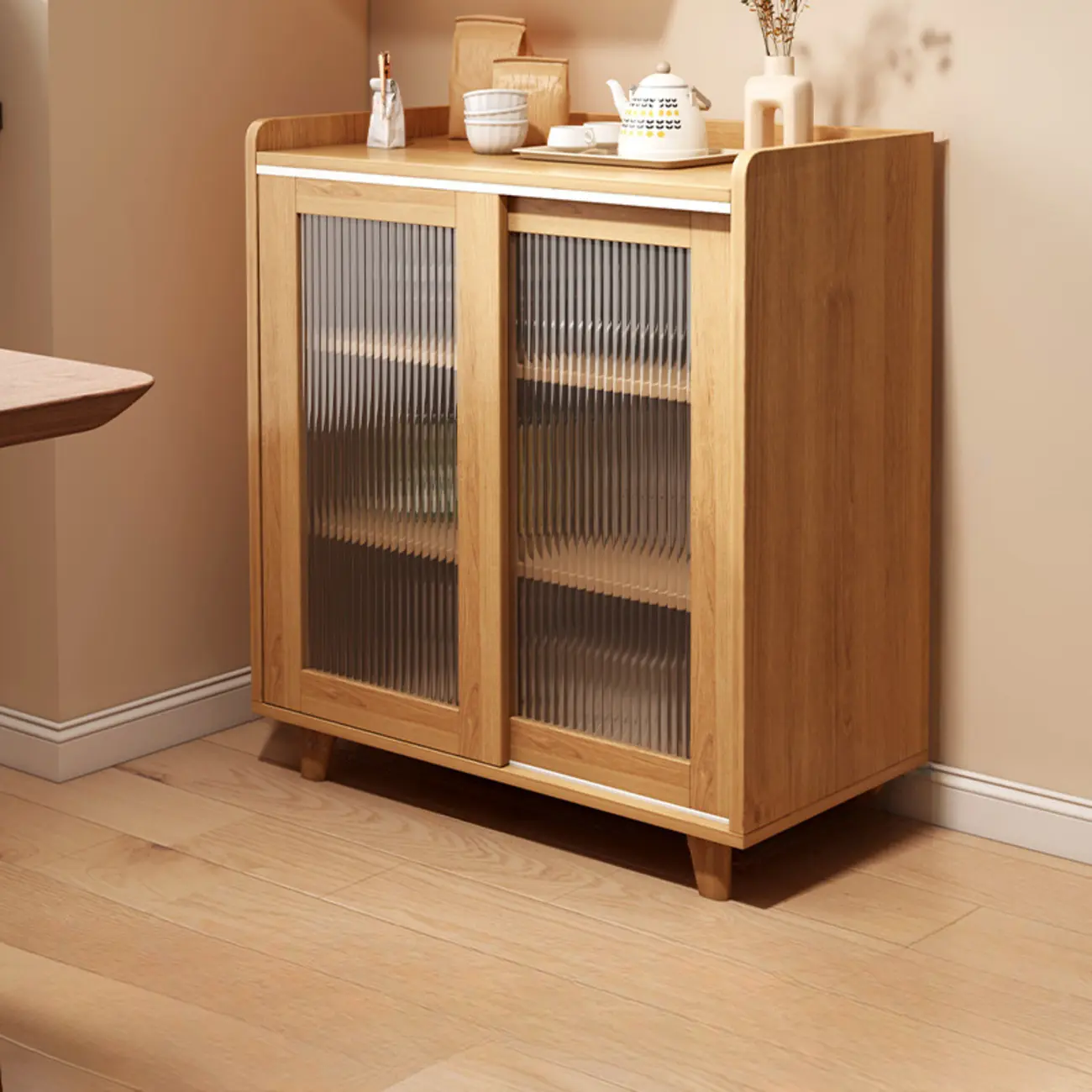 Modern Wood Sideboard with Sliding Doors & Drawers Image - 13 | homeyfad