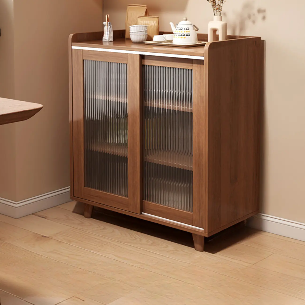 Modern Wood Sideboard with Sliding Doors & Drawers Image - 10 | homeyfad