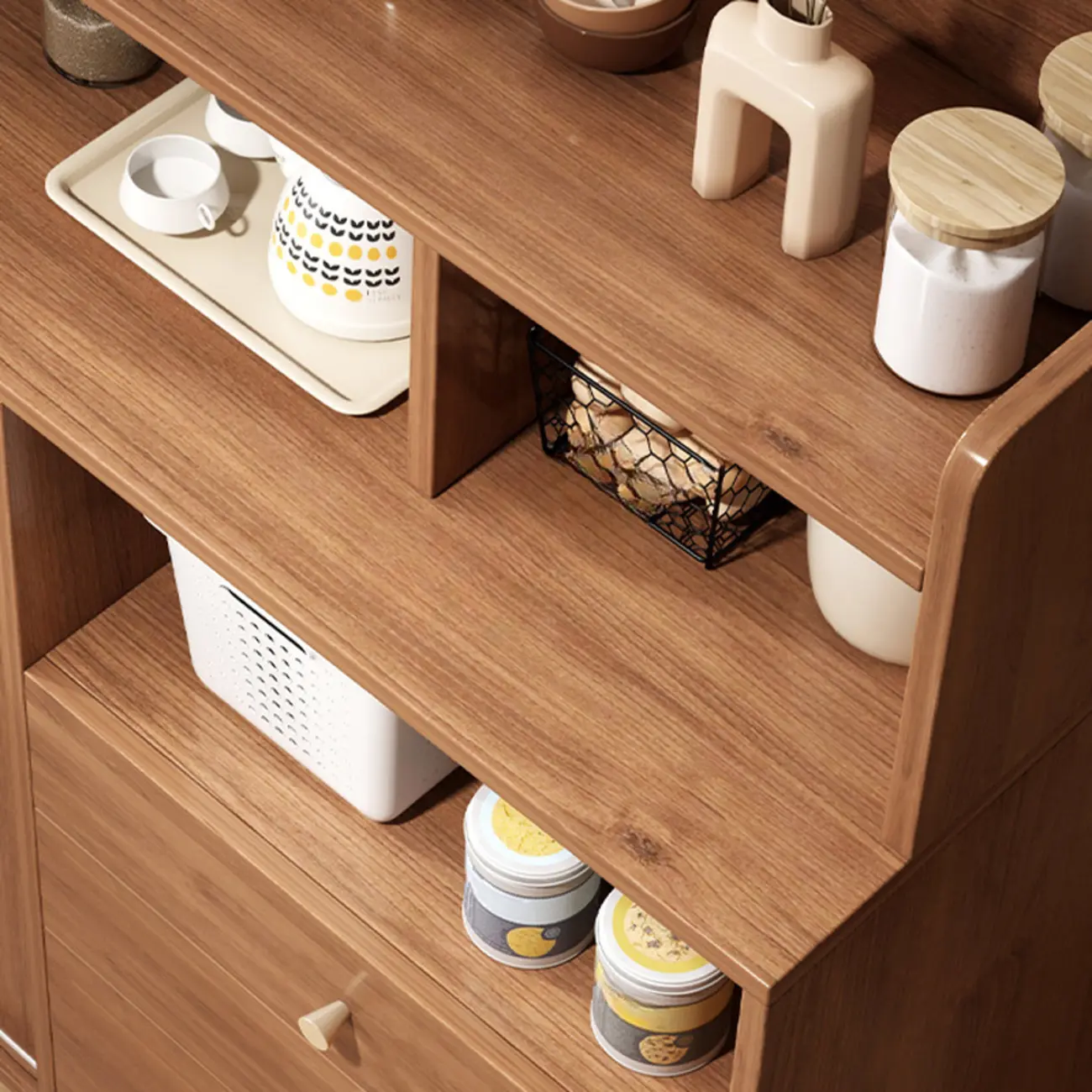 Modern Wood Sideboard with Sliding Doors & Drawers Image - 14 | homeyfad