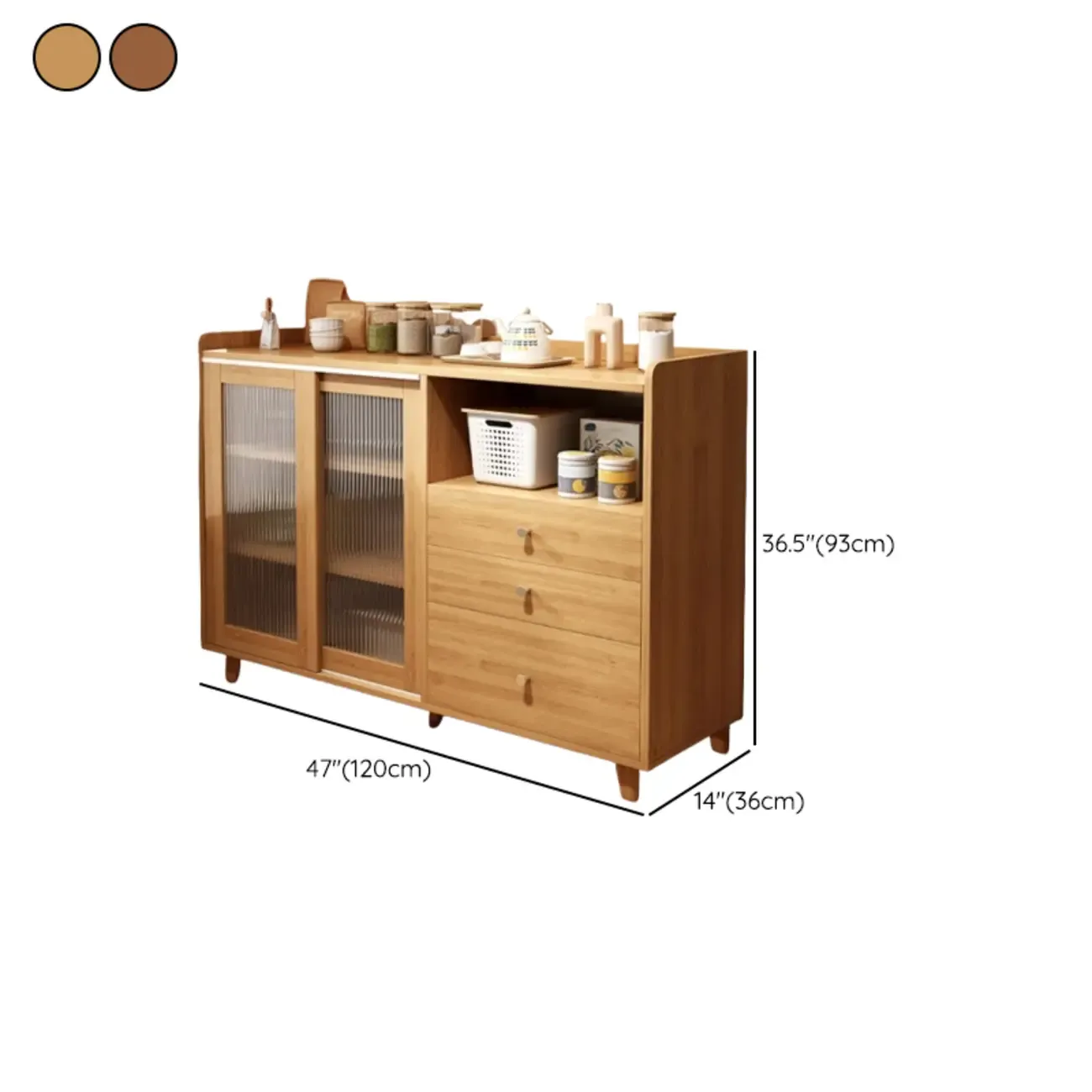 Modern Wood Sideboard with Sliding Doors & Drawers Image - 19