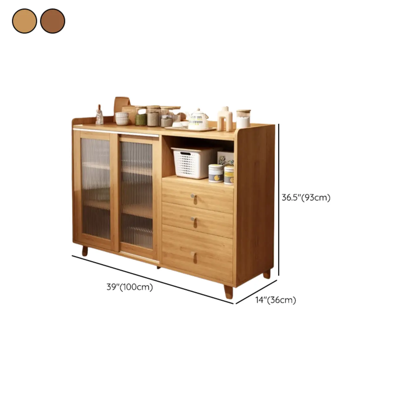 Modern Wood Sideboard with Sliding Doors & Drawers Image - 20 | homeyfad