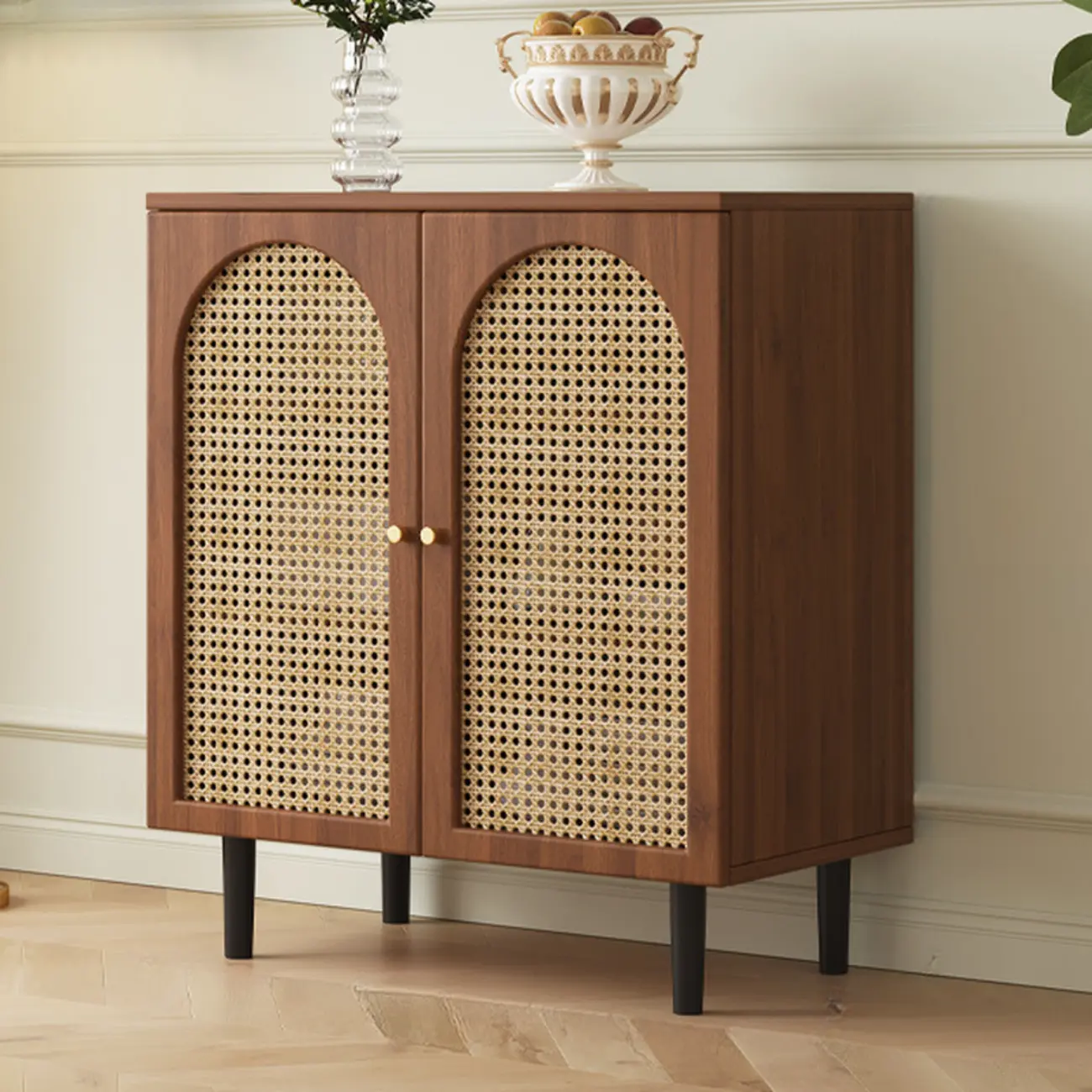 Modern Wood Buffet with Glass Doors Image - 7 | homeyfad