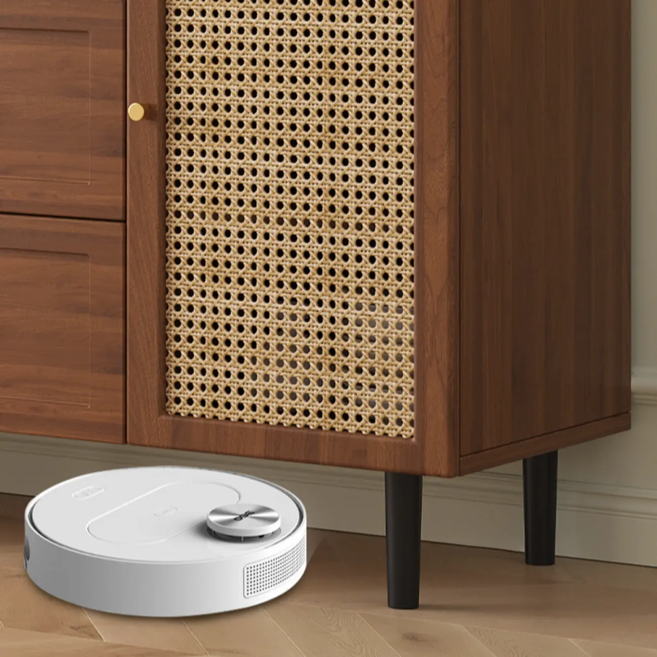 Modern Wood Buffet with Glass Doors Image - 8 | homeyfad