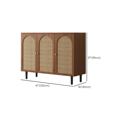 Modern Wood Buffet with Glass Doors Image - 14