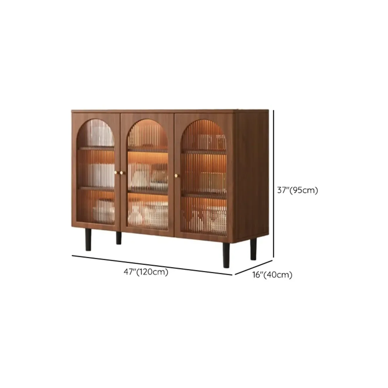 Modern Wood Buffet with Glass Doors Image - 15