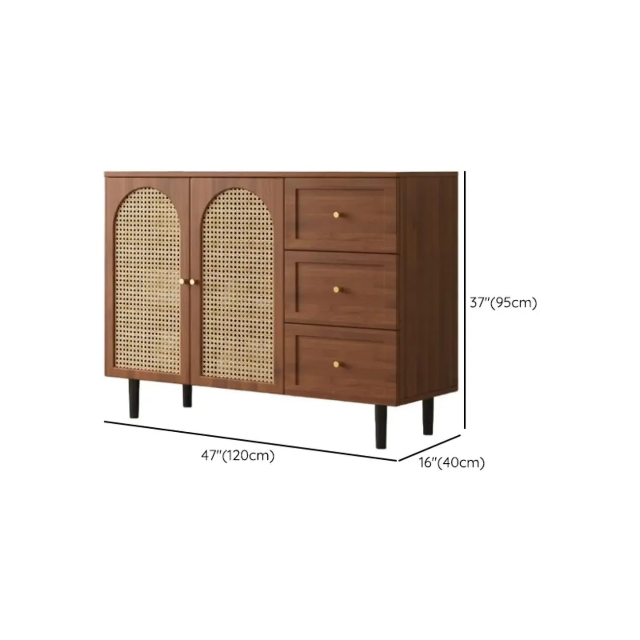 Modern Wood Buffet with Glass Doors Image - 16