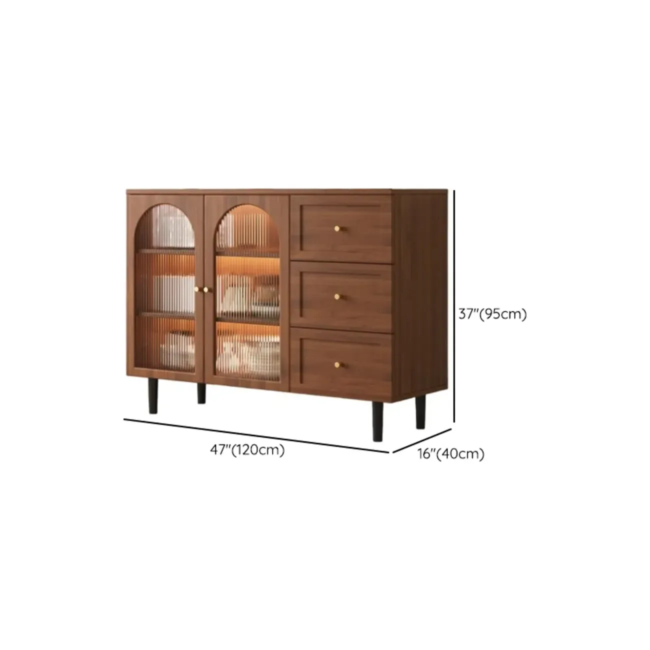 Modern Wood Buffet with Glass Doors Image - 17