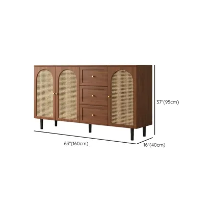 Modern Wood Buffet with Glass Doors Image - 18