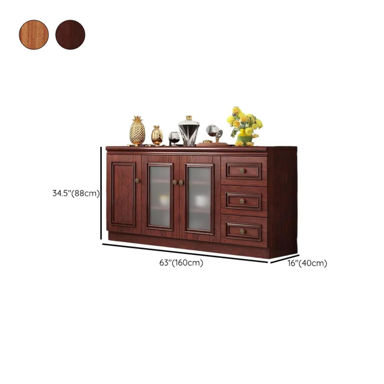 Modern Wood Buffet with Drawers and Glass Doors Image - 22 | homeyfad