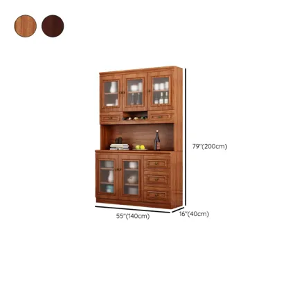 Modern Wood Buffet with Drawers and Glass Doors Image - 24