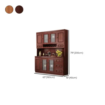 Modern Wood Buffet with Drawers and Glass Doors Image - 25