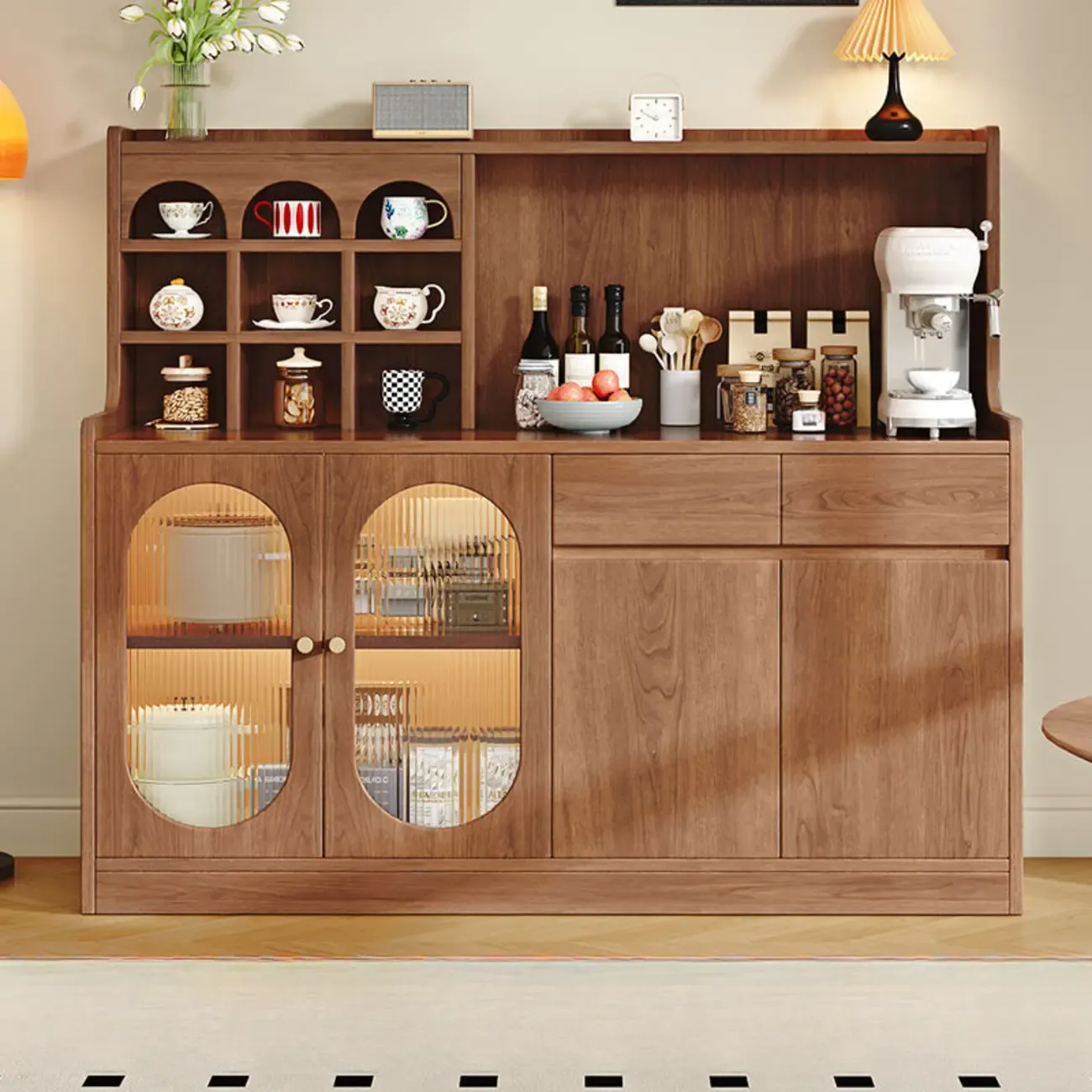 Modern Wood Buffet Storage Cabinet Sideboard Image - 3