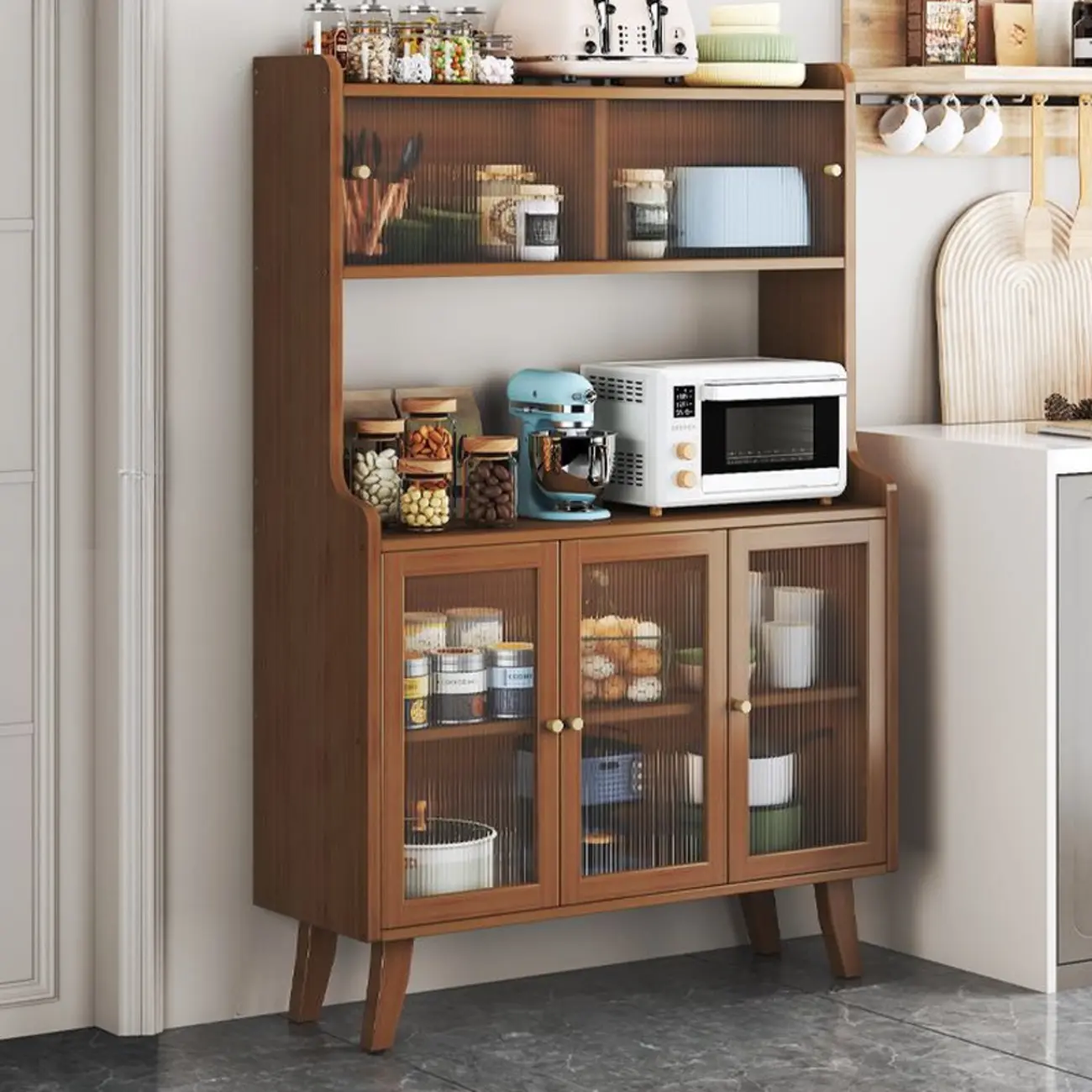 Modern Bamboo Narrow Sideboard with Drawers Image - 7 | homeyfad