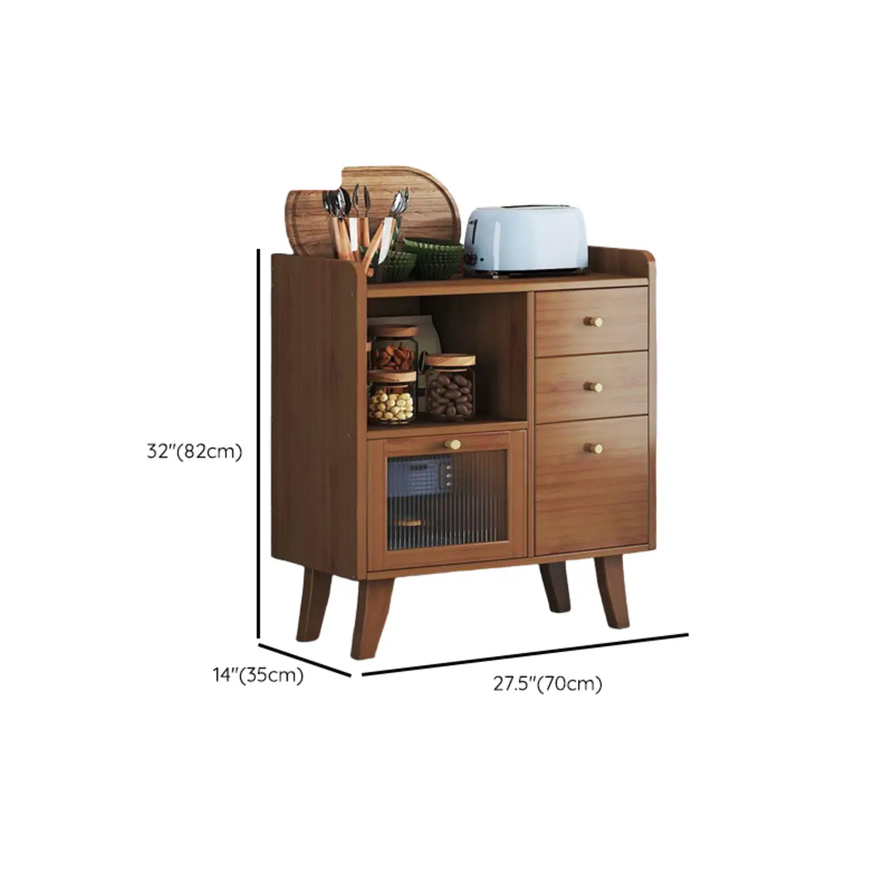 Modern Bamboo Narrow Sideboard with Drawers #size | homeyfad