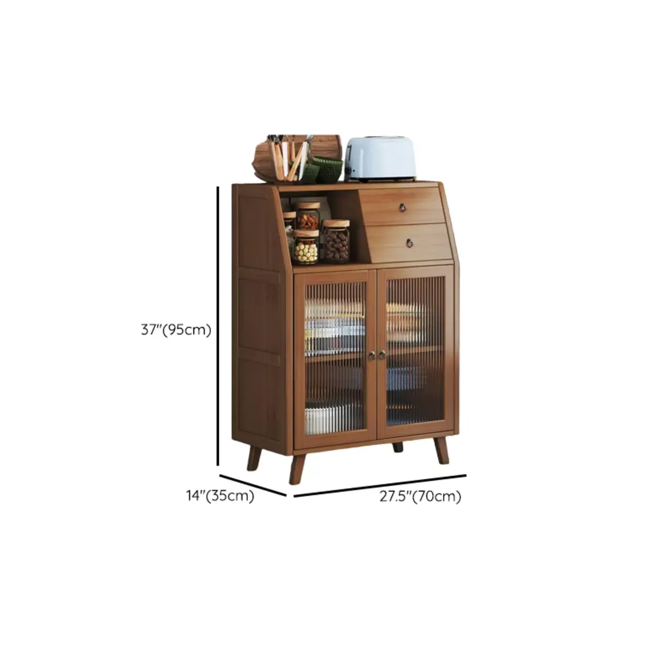 Modern Bamboo Narrow Sideboard with Drawers Image - 17