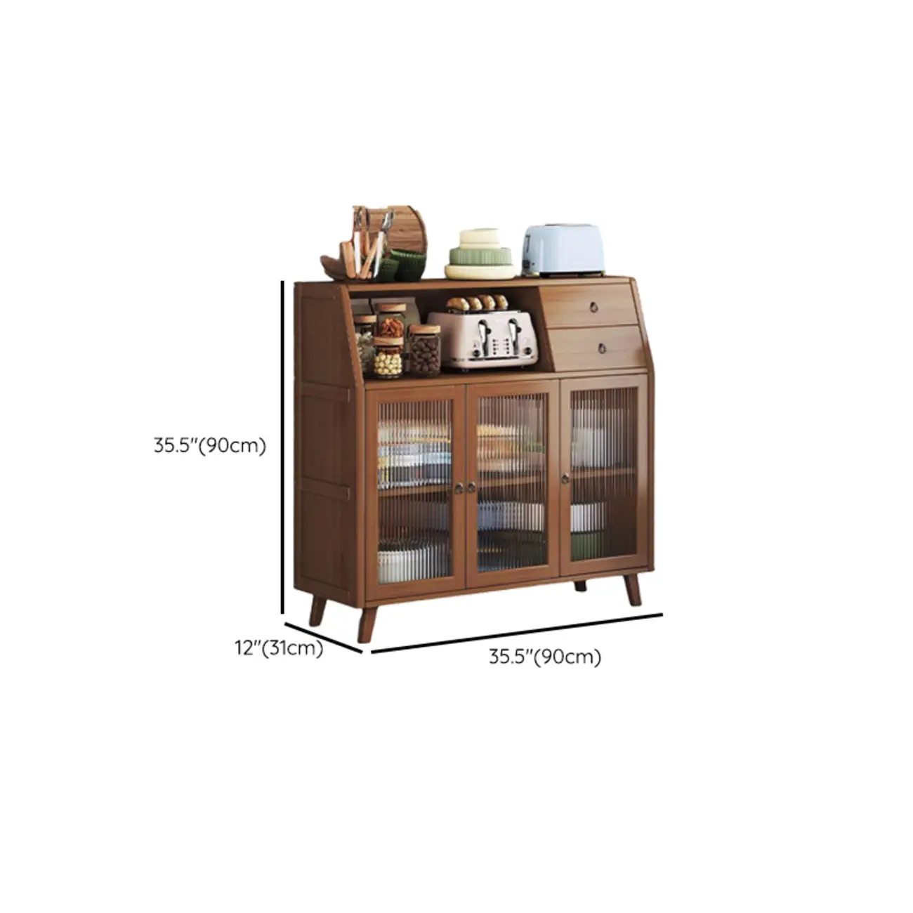 Modern Bamboo Narrow Sideboard with Drawers Image - 19 | homeyfad