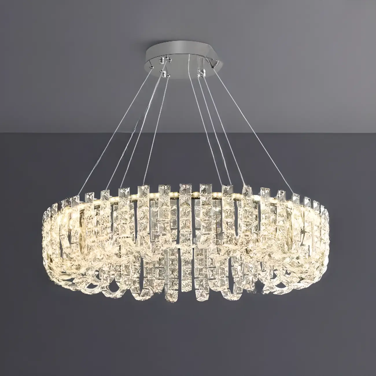 Silver Round Crystal Ring Modern Crystal Chandelier Image - 1 | homeyfad