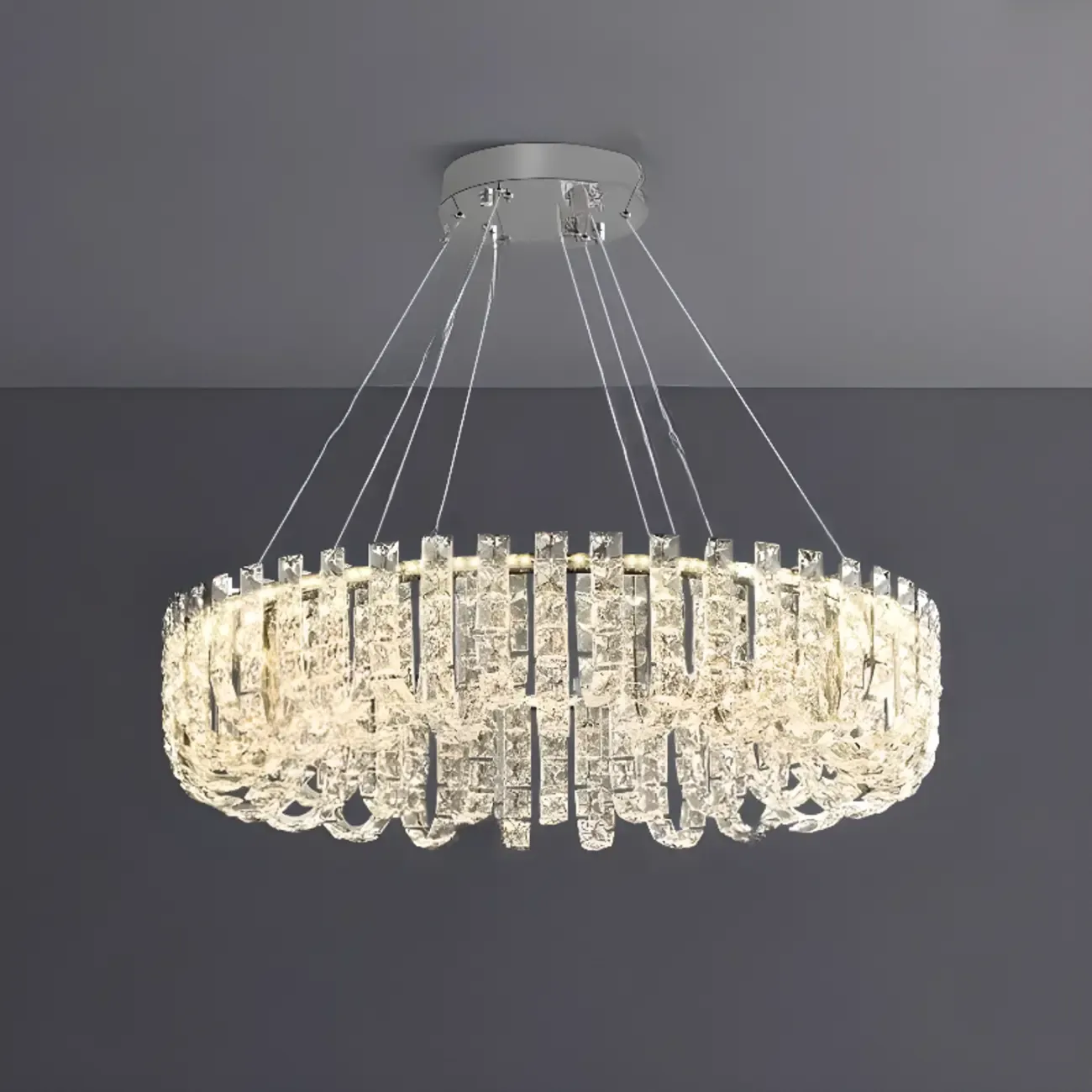 Silver Round Crystal Ring Modern Crystal Chandelier Image - 3