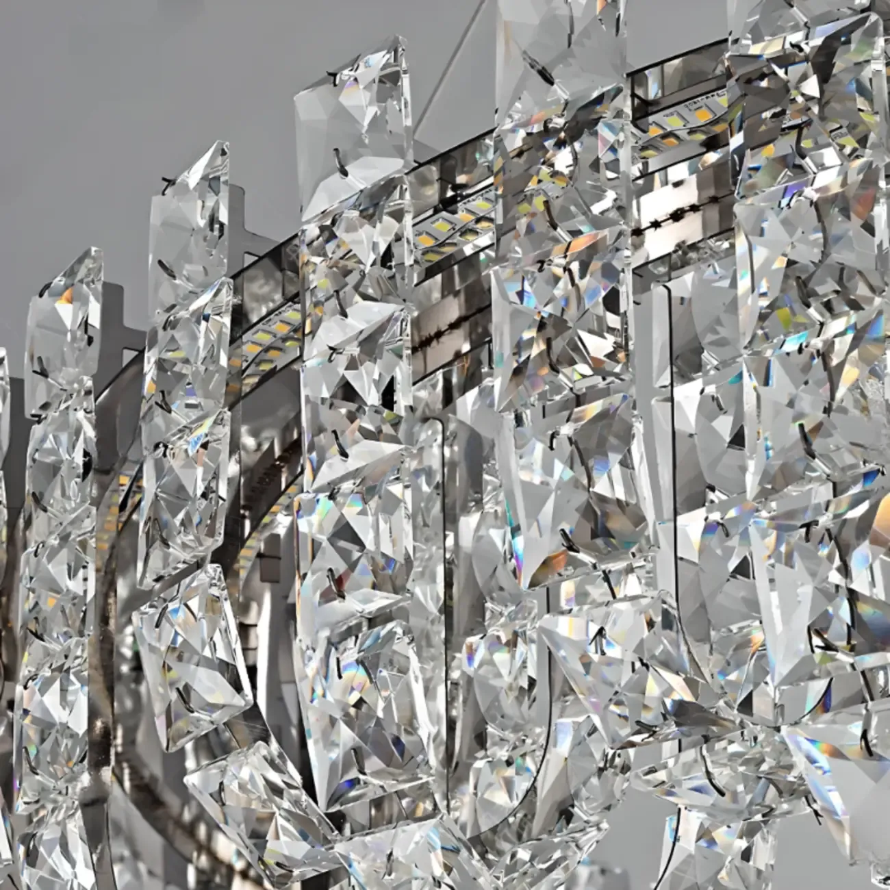 Silver Round Crystal Ring Modern Crystal Chandelier Image - 4