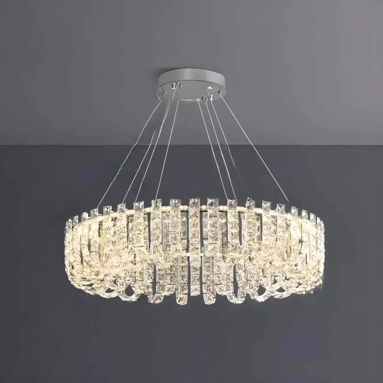 Silver Round Crystal Ring Modern Crystal Chandelier Image - 7