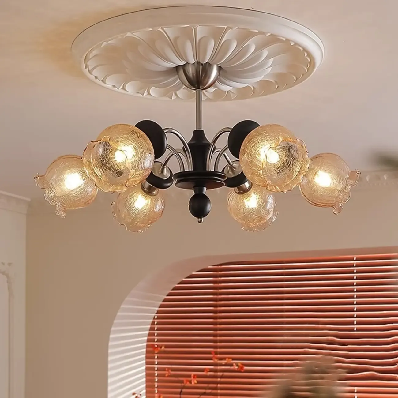 Black Crystalline Glass Globe Modern Chandelier Lights Image - 1