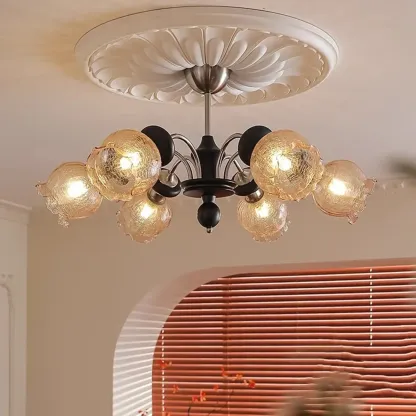 Black Crystalline Glass Globe Modern Chandelier Lights Image - 1