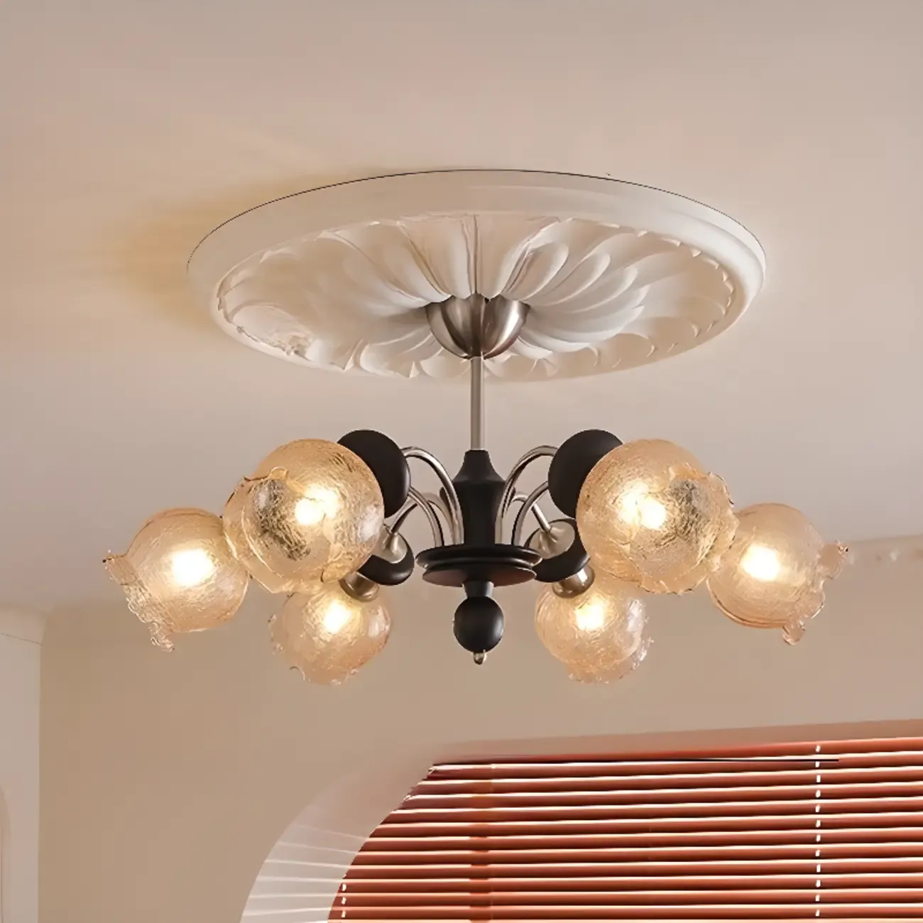 Black Crystalline Glass Globe Modern Chandelier Lights Image - 2