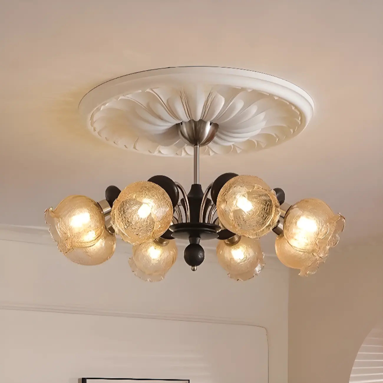 Black Crystalline Glass Globe Modern Chandelier Lights Image - 3 | homeyfad