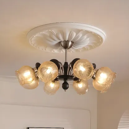 Black Crystalline Glass Globe Modern Chandelier Lights Image - 3